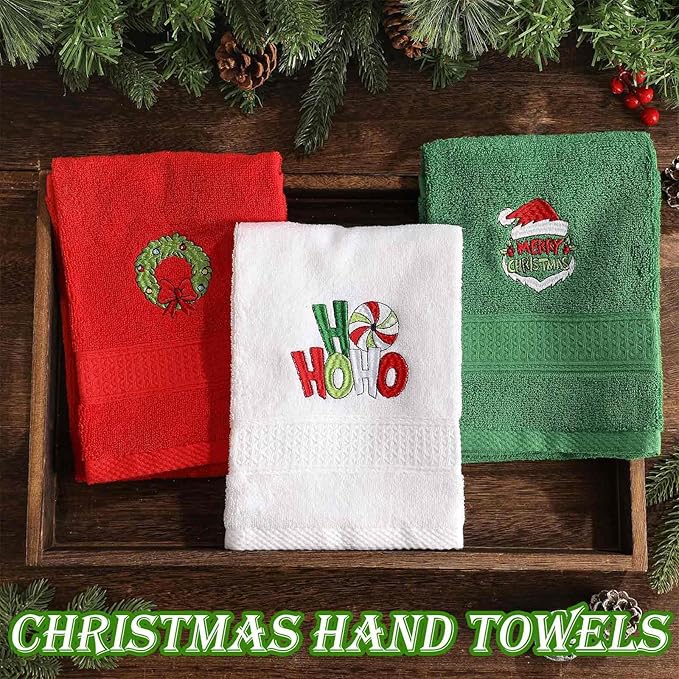 3 Pcs Merry Christmas Hand Towels - Image 5