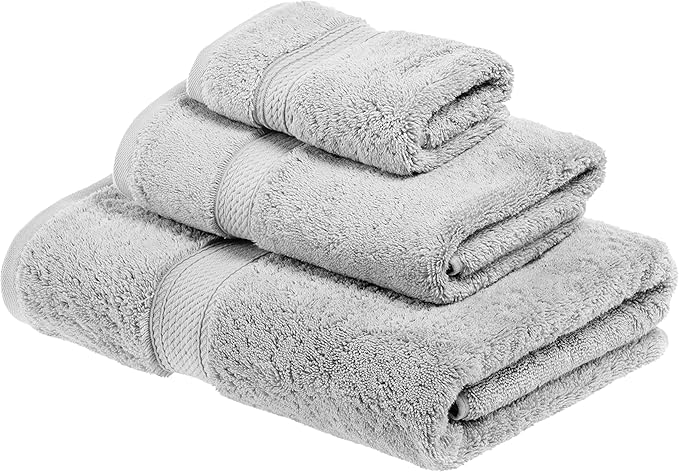 SUPERIOR Solid Egyptian Cotton Towel Set, Hand Towel 20” x 30”, Bath Towel 30” by SUPERIOR