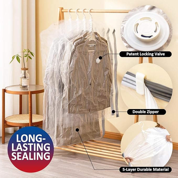 Hanging Vacuum Storage Bags, 6 Pack Hanging Storage Bags - Image 6