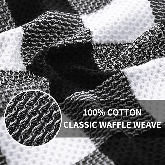 Homaxy 100% Cotton Waffle Weave Check Plaid Kitchen Towels, 13 x 28 Inches - Image 7
