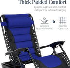 Best Choice Products Oversized Padded Zero Gravity Chair, Folding Outdoor Patio Recliner, XL Anti Gravity Lounger for Backyard w/Headrest, Cup Holder, Side Tray, Polyester Mesh - Blue - Image 6