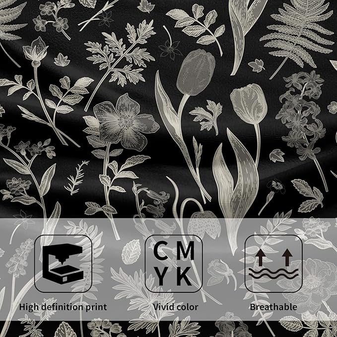 Black Spring Floral Hand Towels - Image 3