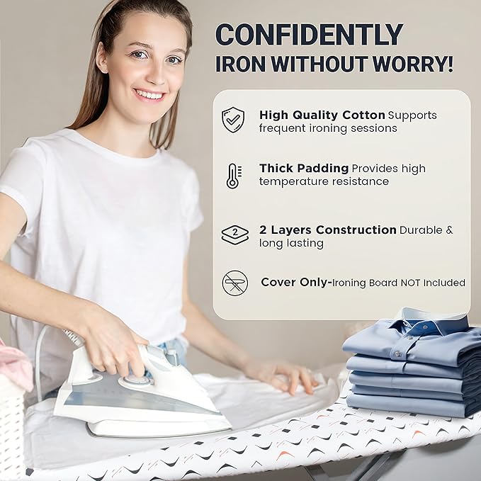 Ironing Board Cover and Pad 15"x54" Extra Thick Natural Cotton, Scorch and - Image 5
