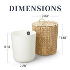 4 Gallon Wicker Trash Can with Lid, Small Bathroom Trash Can, Water Hyacinth - Image 3