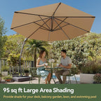 Aoxun 11 FT Cantilever Umbrella with Base Included, Patio Large Aluminum Offset Umbrella Windproof with 360°Rotation, Heavy Duty Frame for Outdoor, Pool, Deck and Garden - Image 6