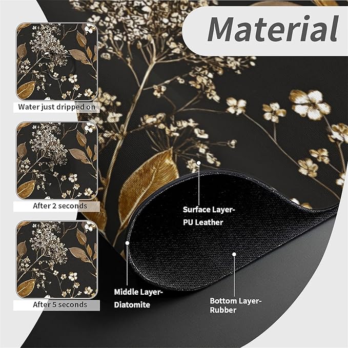 Kitchen Sink Splash Guard，small-flowers and leaves- Faucet Mat Sink - Image 4