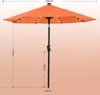 ABCCANOPY Durable Solar Led Patio Umbrellas with 32LED Lights 7.5FT (Orange) - Image 3