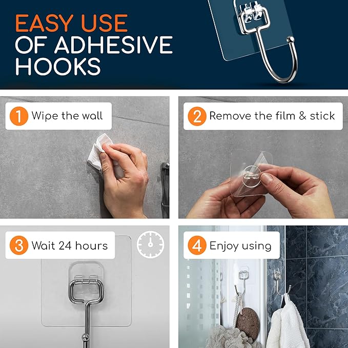 GLUIT Adhesive Wall Hooks for Hanging Heavy Duty 22 lbs Hooks for Walls No - Image 7