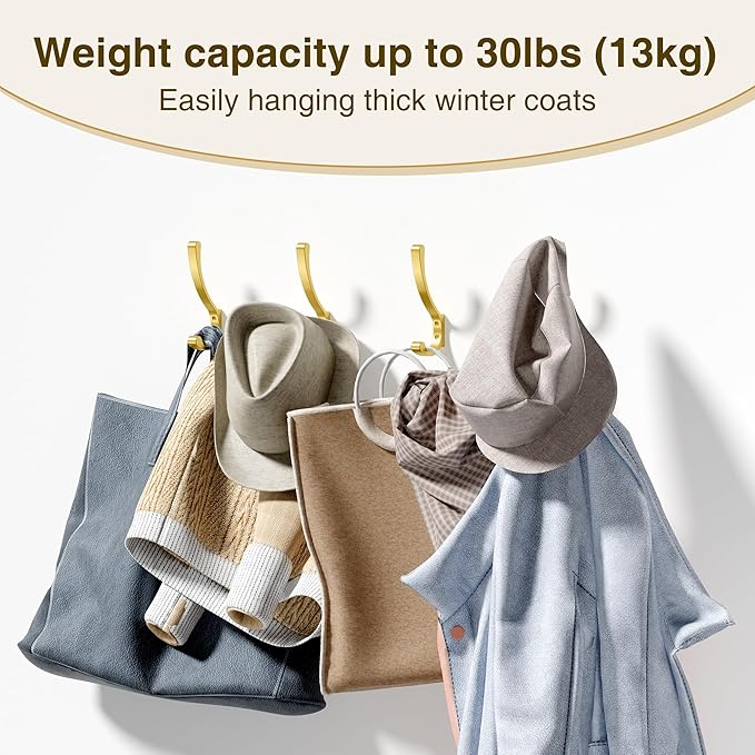 4 Pack Gold Large Wall Hooks For Hanging Heavy Duty, Coat Wall, Hanger Mounted - Image 3