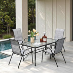 MAMIZO Patio Dining Chairs, Stackable All Weather Teslin Chair, Heavy Duty Outdoor Breathable Chairs Set, w/Armrests, Upgraded Chair FeetW/Strenthened Iron Spacers, 330 LBS (4, Grey) - Image 9