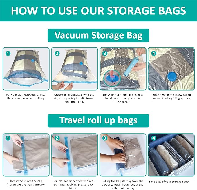 Space Saver Storage Bags, Compression Vacuum Sealer Bags - Image 6