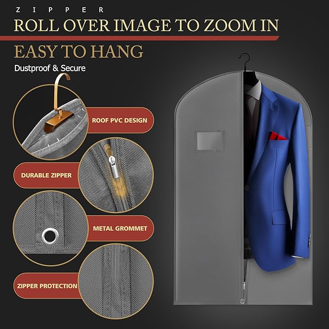 2 Pack 40-inch Suit Bag Garment Bag - Image 2