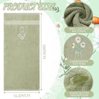 2 Pcs Daisy Flower Hand Towels Gray Green Bathroom Decor 14x29 Inch Embroidered - Image 2