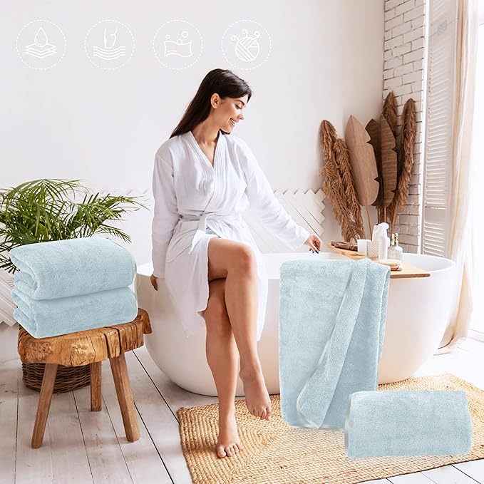 TENSTARS Silk Hemming Bath Towels - Image 4