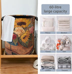 Cowboy Boots Laundry Basket, Wooden Sunflowers Foldable Oxford Cloth Tote Bag - Image 6