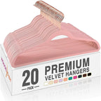 HOUSE DAY Pink Velvet Hangers 20 Pack, Premium Non-Slip Felt Clothes, Sturdy by HOUSEDAY