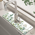 Watercolor Green Branch Leaves Dish Drying Mat by Unknown