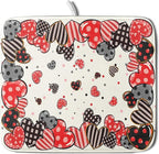 Red Heart Dish Drying Mat 16"x18" Love Dots Microfiber Dish Drainer Rack Mat by Giwawa