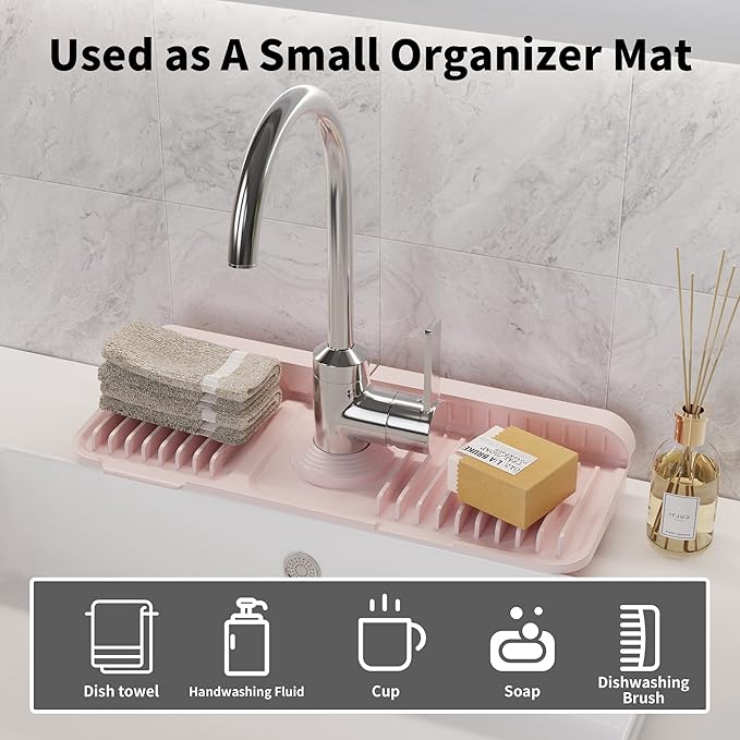 WAFT YEARN 14X5 Inch Silicone Durable Faucet Mat Kitchen Sink Splash Guard - Image 6