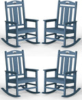 Ciokea Oversized Outdoor Rocking Chairs Set of 4, 380lbs Heavy-Duty Large Patio Rocker, High Back Cozy Porch Chairs, Weather Resistant Patio Rocking Chairs for Outside, Fire Pit, Deck, Slate Blue by CIOKEA