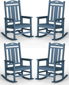 Ciokea Oversized Outdoor Rocking Chairs Set of 4, 380lbs Heavy-Duty Large Patio Rocker, High Back Cozy Porch Chairs, Weather Resistant Patio Rocking Chairs for Outside, Fire Pit, Deck, Slate Blue by CIOKEA