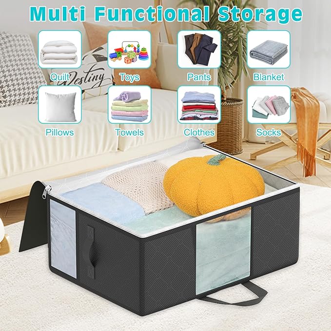 8Pack 105L Extra Large Blanket Comforter Storage Bags, Foldable Storage Bags - Image 2