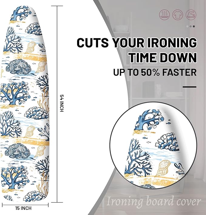 Extra Thick Ironing Board Cover and Pad, 15x54 Ironing Board Cover, Resist - Image 2