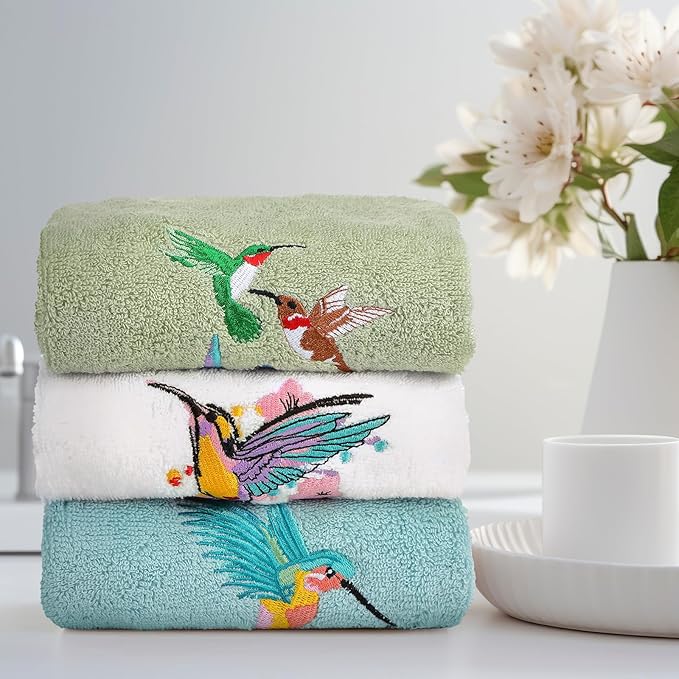 3 Pcs Hummingbird Hand Towels Farmhouse Garden Hummingbird Bathroom Decor 14x29 - Image 5