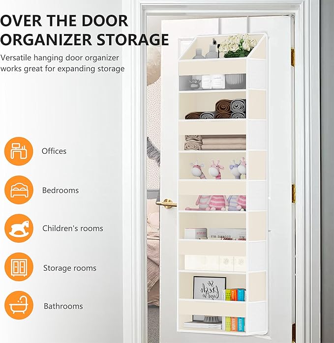 Over Door Organizer with 5 Large Pockets & 10 Mesh Side Compartments - Image 9