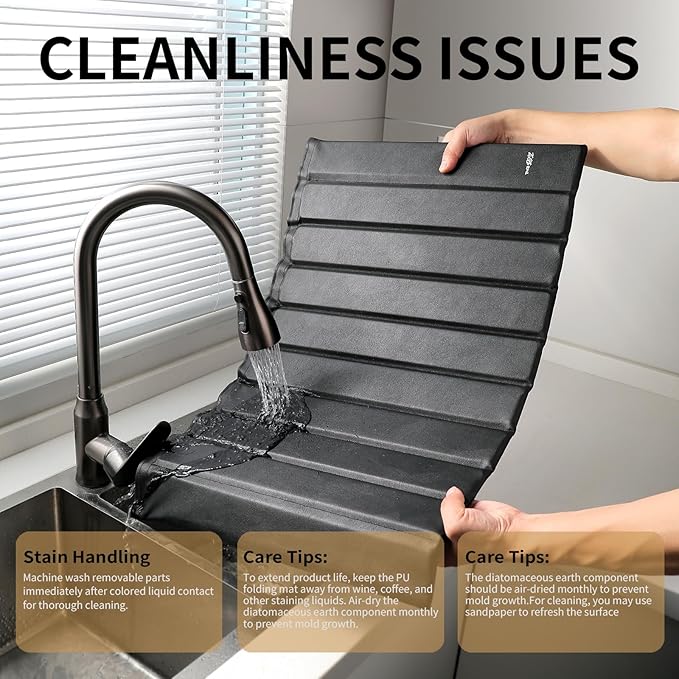 Stone Drying Mat for Kitchen Counter-Super Absorbent PU Dish Drying Mat - Image 4
