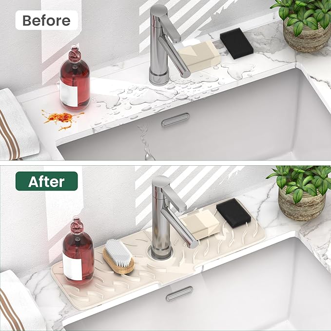 TOOVEM Silicone Faucet Splash Guard, 17.7 x 5.5 Inch Kitchen Sink Splash Guard - Image 7