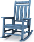 KINGYES Oversized Outdoor Rocking Chair, All-Weather Patio Rocking Chairs for Porch, HDPE Outdoor Patio Rockers with High Back & Wide Seat for Garden, Lawn, Blue by KINGYES