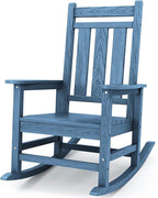 KINGYES Oversized Outdoor Rocking Chair, All-Weather Patio Rocking Chairs for Porch, HDPE Outdoor Patio Rockers with High Back & Wide Seat for Garden, Lawn, Blue by KINGYES