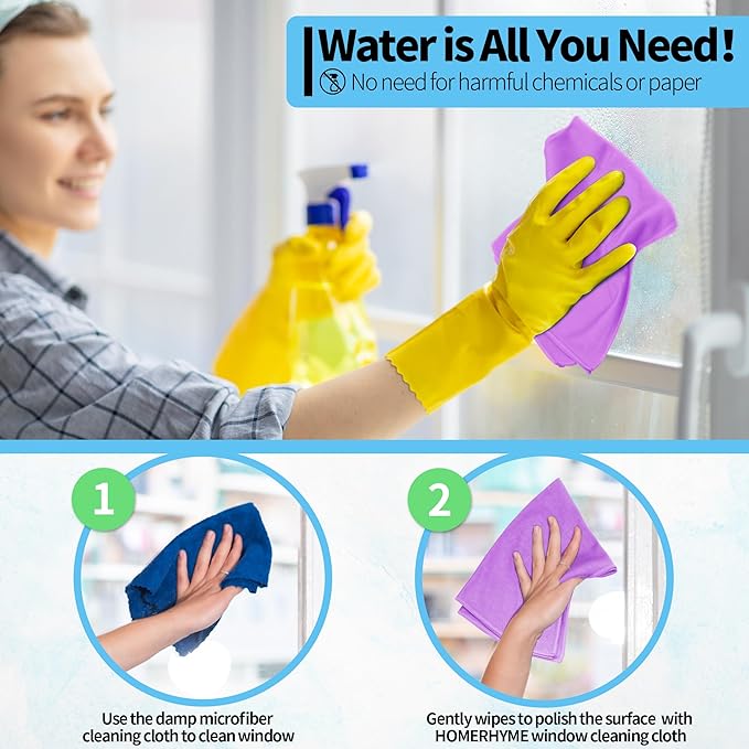 HOMERHYME Microfiber Cleaning Cloth, 12 Pack Window Glasses Cleaning Cloth - Image 5
