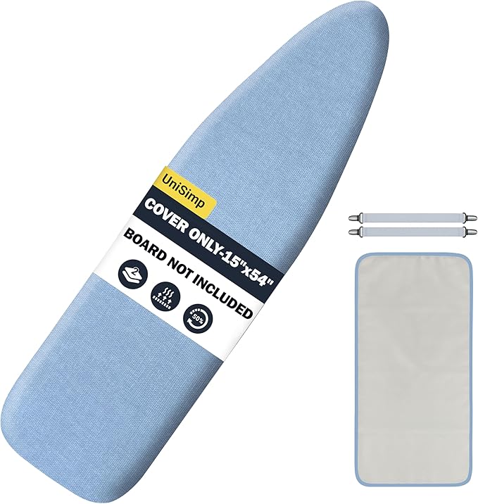 Ironing Board Cover and Pad 15"x54" Extra Thick Natural Cotton, Scorch and by UniSimp
