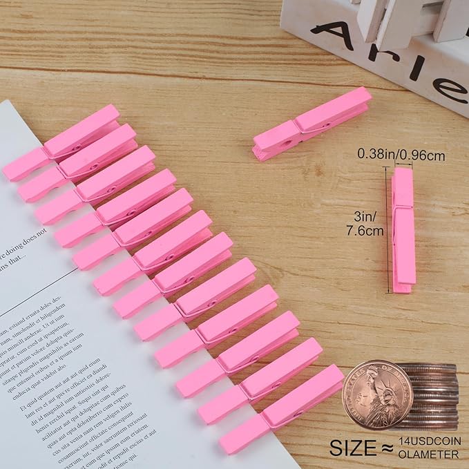 Phinus 72 Pcs Colorful Wooden Clothes Pins, 2.9 Inch Clothes Pins - Image 3