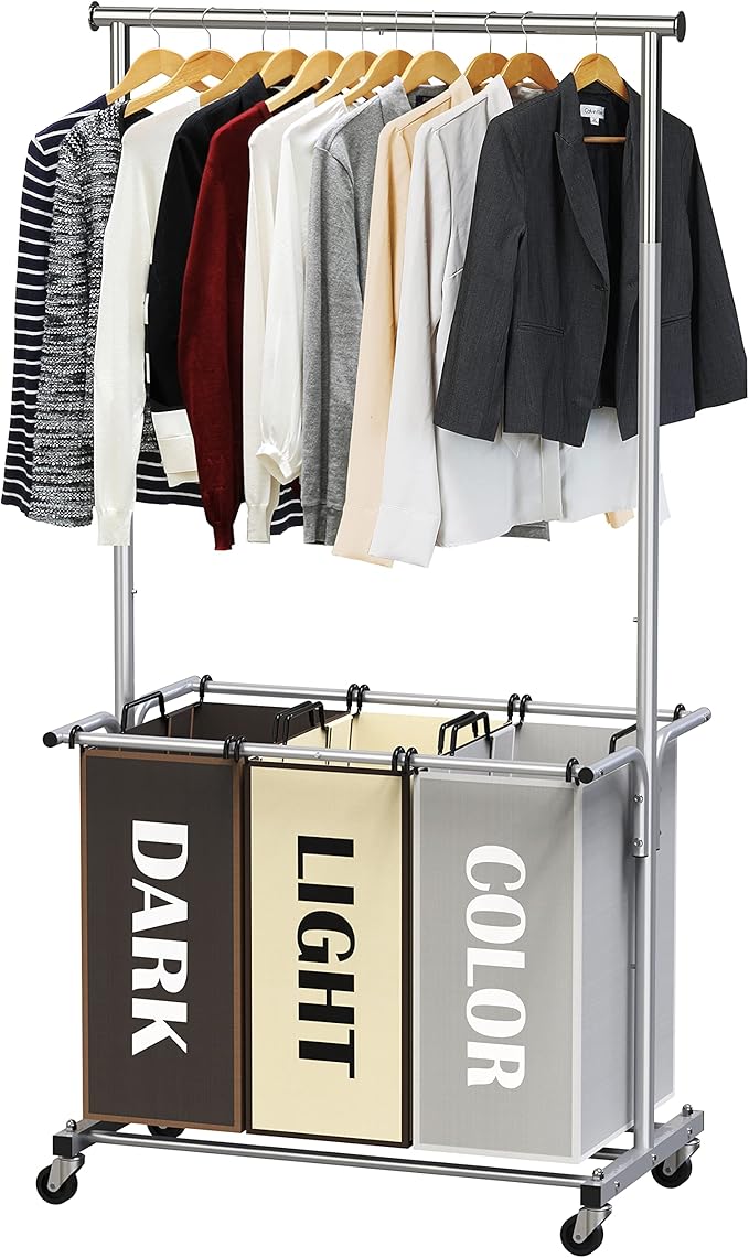 Simple Houseware 3-Bag Laundry Sorter - Image 8
