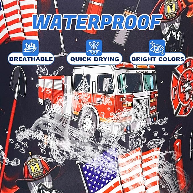 Fire Truck Fireman Laundry Basket Firefighters Oxford Cloth Laundry Hamper - Image 5