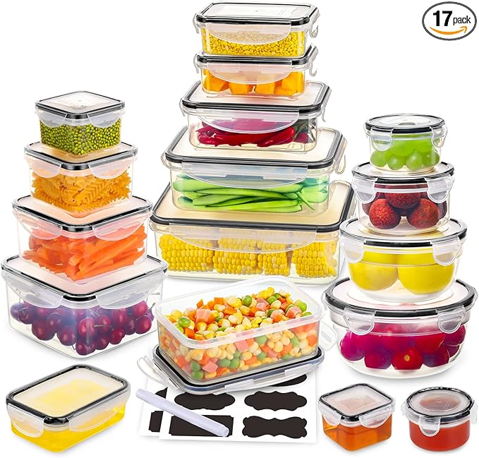 34 PCS Food Storage Containers Set by JSCARESFINDBEAUTYINLIFE