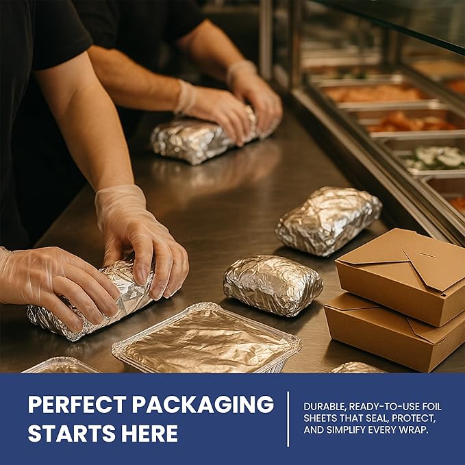 Pre-Cut Aluminum Foil Sheets 12" x 10.7" – Heavy-Duty, Pop-Up Disposable Sheets - Image 6