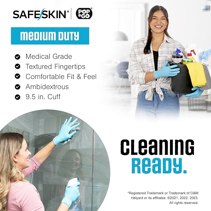 SAFESKIN Disposable Nitrile Gloves in POP-N-GO Pack Medium Duty, Powder-Free - Image 4
