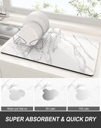 Rnivvi Dish Drying Mat for Kitchen Counter, XL 15 x 24" Cute Marble Super - Image 3