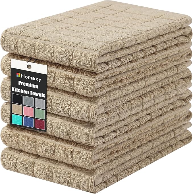 Homaxy Premium Cotton Kitchen Towels 16"x 28", Large Natural Ring Spun 390 GSM by Homaxy
