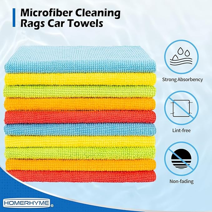 HOMERHYME Microfiber Cleaning Cloth, 200 Pack Cleaning Rags Microfiber Towel - Image 3