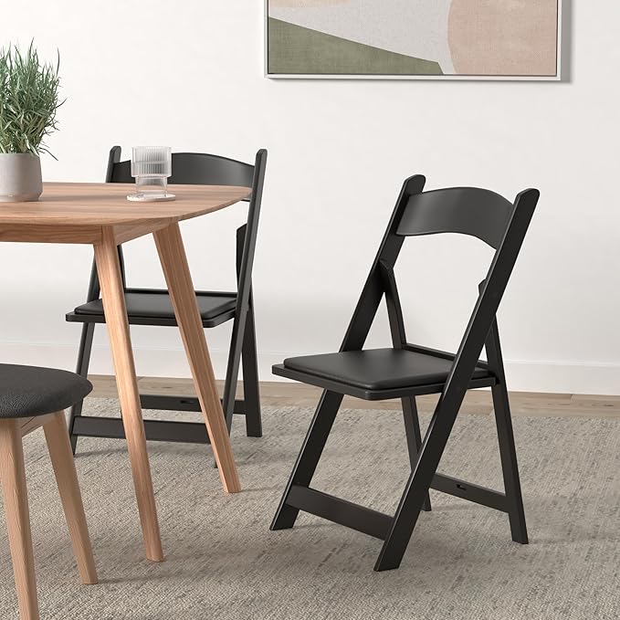 SIMPLEX 4 Black Resin Stackable Folding Chair - Comfortable Black Foldable Chair - Folding Chairs with Padded Seats - Indoor/Outdoor Folding Chairs for Events - Lightweight Foldable Chairs (4 Pack) - Image 2