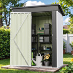 Patiowell 5x3 FT Outdoor Storage Shed, Garden Tool Shed with Sloping Roof and Lockable Door, Metal Shed for Backyard Garden Patio Lawn, White - Image 7