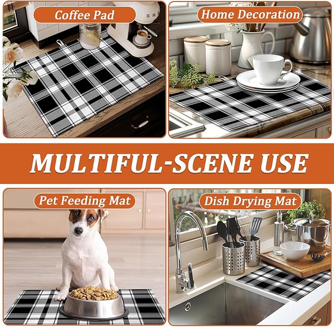 White and Black Dish Drying Mat - Image 7