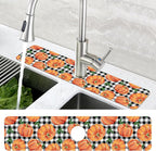 Thanksgiving Pumpkin Kitchen Sink Splash Guard Mat Buffalo Plaid Absorbent Fast - Image 4