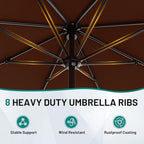 AreShark 9 FT Patio Umbrella for Outdoor, Outdoor Table Umbrella with Push Button Tilt and Crank, Outdoor Patio Umbrellas with 8 Sturdy Ribs for Market, Garden, Pool (Brown) - Image 3
