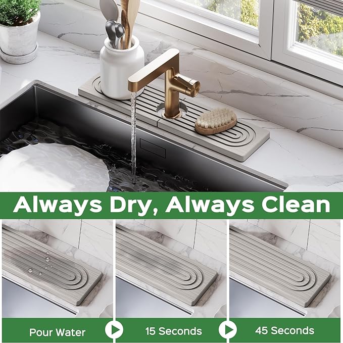 15.7 Inch Stone Faucet Mat for Kitchen Sink Splash Guard - Image 3